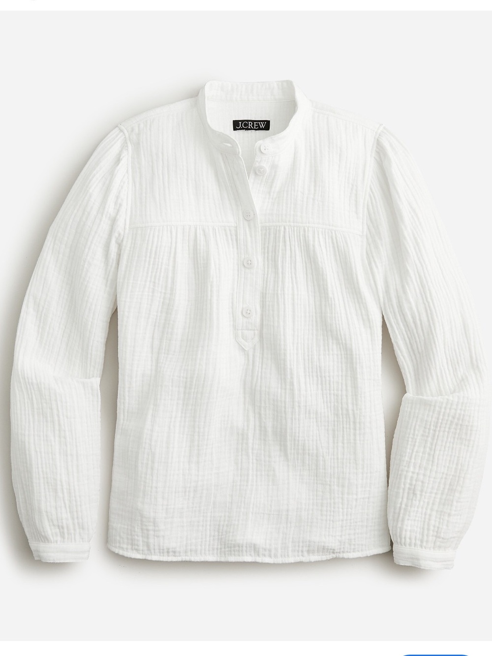 J. Crew White Gauze Henley Blouse